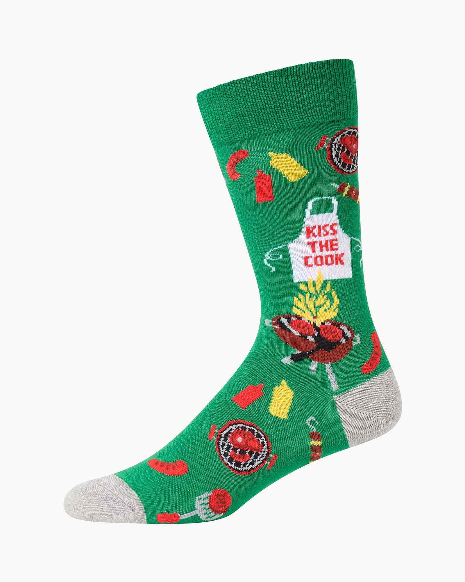 Bamboozld Mens Kiss The Cook Bamboo Sock - Green Sz7-11