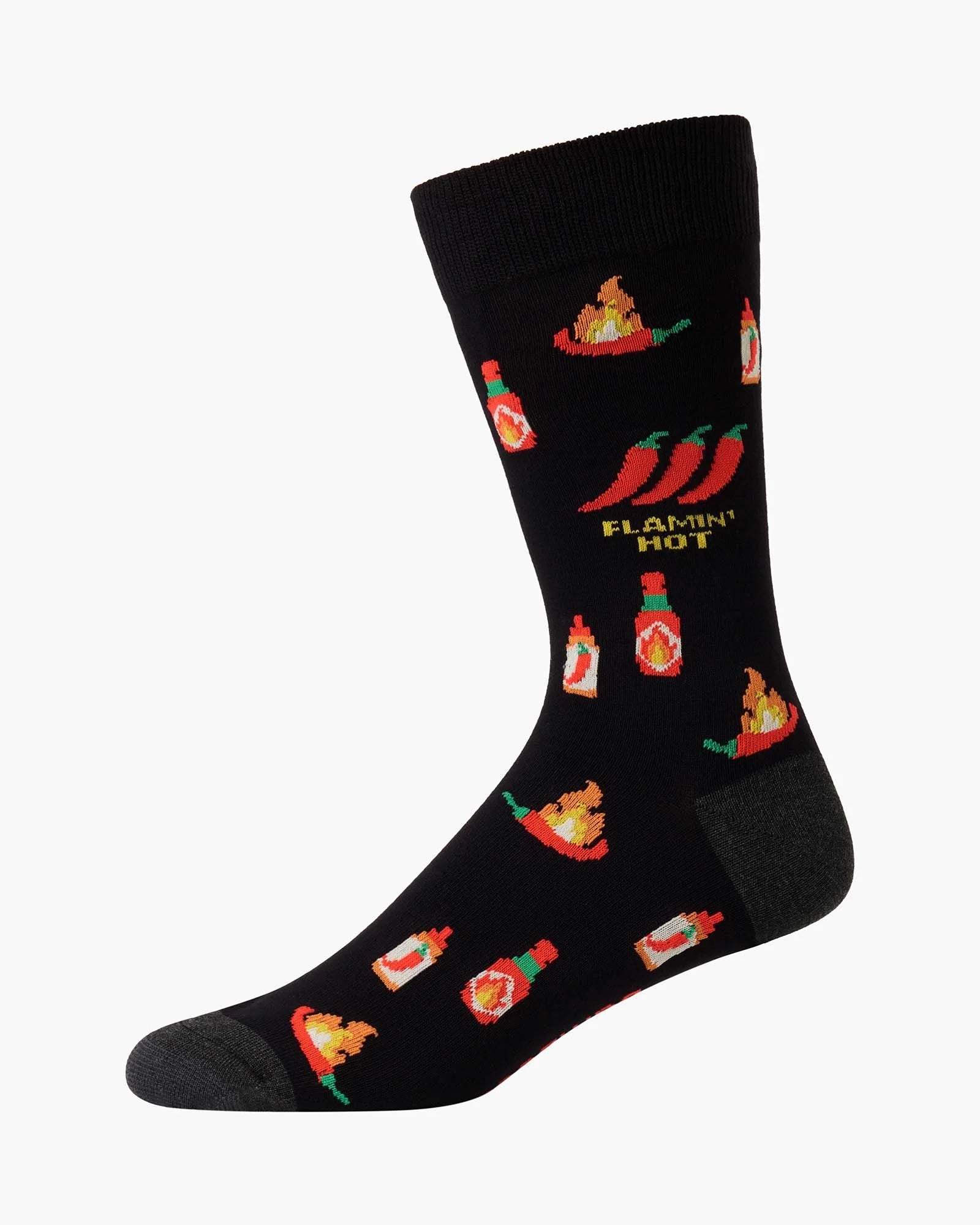 Bamboozld Mens Flamin Hot Bamboo Sock - Black Sz7-11