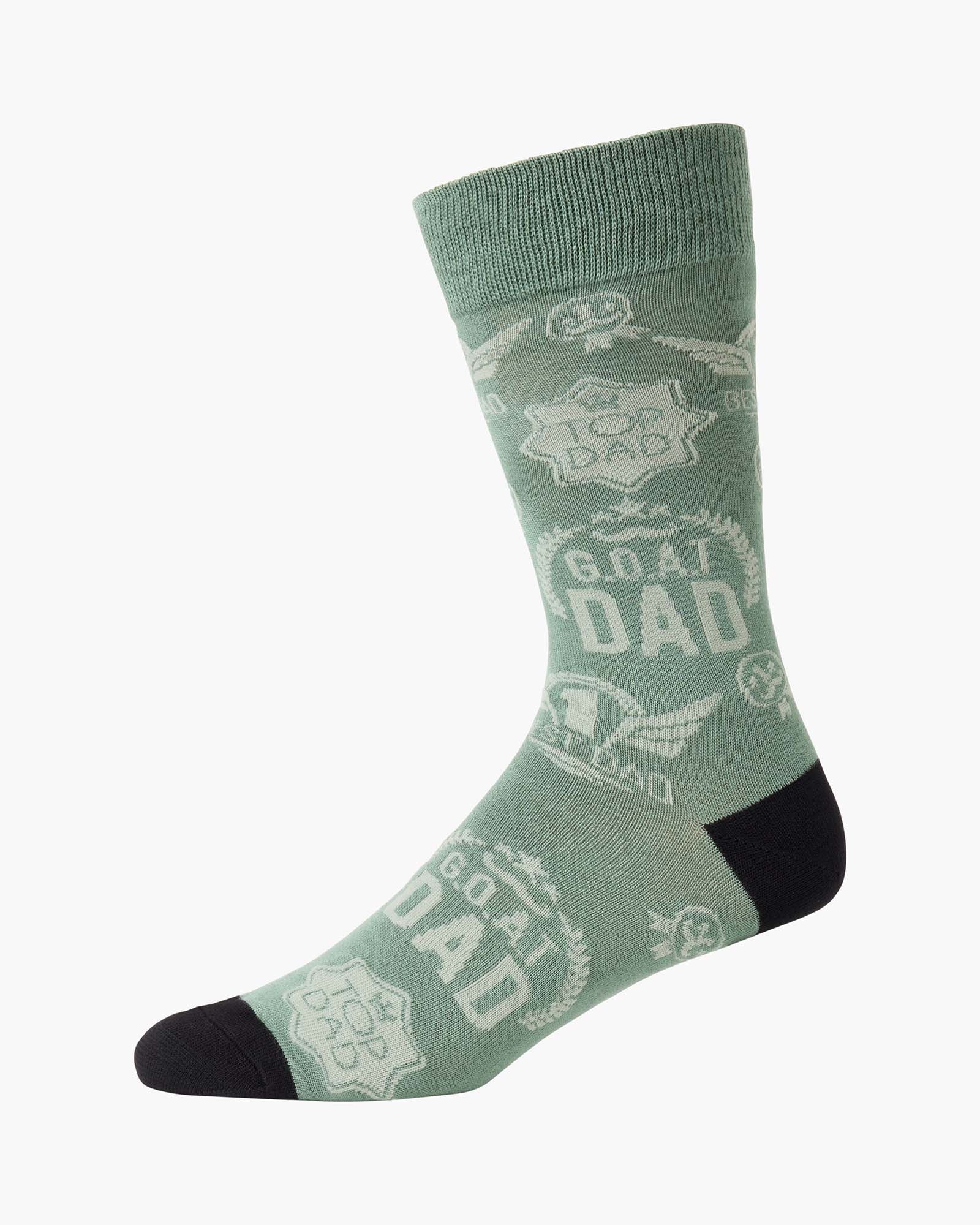 Bamboozld Mens Goat Dad Bamboo Sock - Khaki Sz7-11