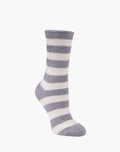 Bamboozld Womens Luxe Bamboo Bed Sock Light Grey Stripe W2-8