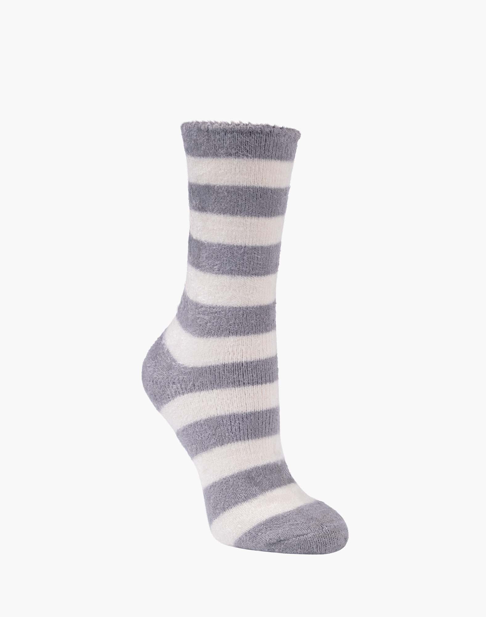 Bamboozld Womens Luxe Bamboo Bed Sock Light Grey Stripe W2-8