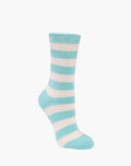 Bamboozld Womens Luxe Bamboo Bed Mint Stripe Sock W2-8