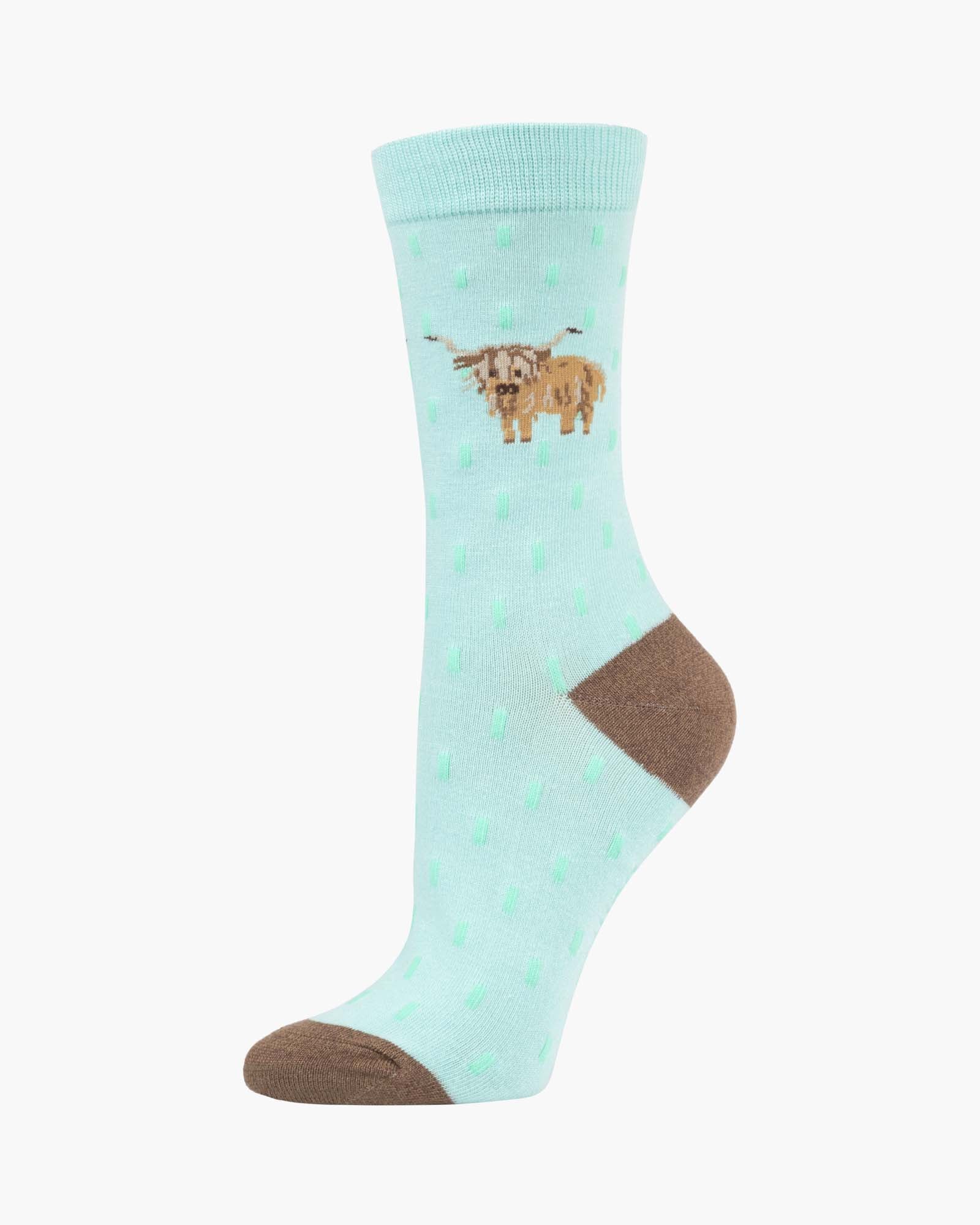 Bamboozld Womens Lady Moo Moo Bamboo Sock Mint W2-8