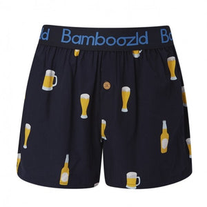 Bamboozld Mens Bamboo Boxer Short Navy - Beer [sz:size S]