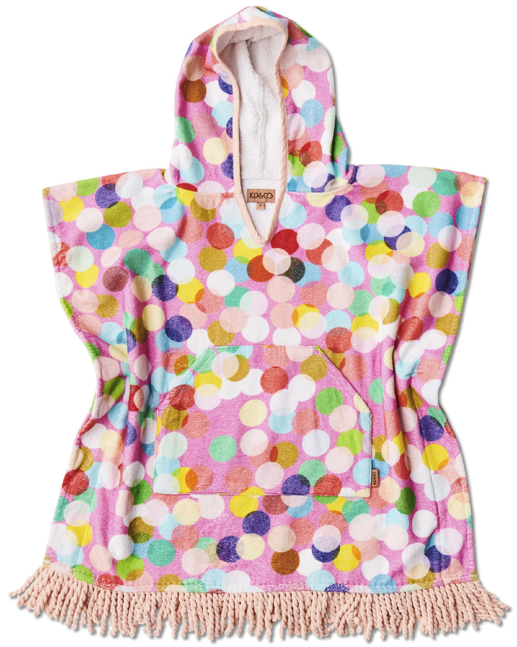 Kip & Co Confetti Pink Printed Kids Terry Poncho [sz:small]