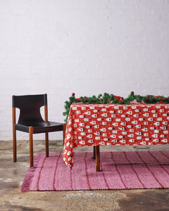 Kip & Co Hohoho Red Linen Tablecloth Standard Rectangular