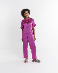 Kip & Co Flirty Satin Short Sleeve Shirt & Pant Pyjama Set [sz:6]