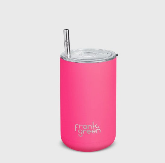 Frank Green Iced Coffee Cup With Straw 425ml Neon Pink