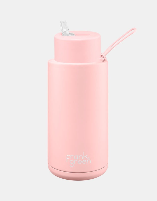Frank Green 1l Ceramic Reusable Bottle Blushed With Flip Straw Lid