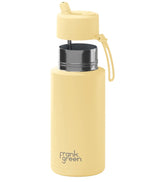 Load image into Gallery viewer, Frank Green 1l Ceramic Reusable Bottle Buttermilk With Flip Straw Lid
