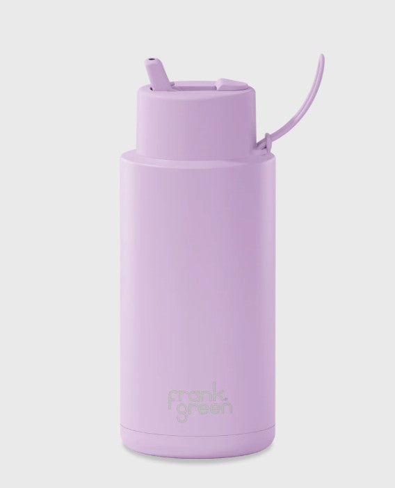 Frank Green 1l Stainless Steel Reusable Bottle Lilac Haze With Flip Straw Lid