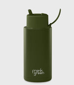 Load image into Gallery viewer, Frank Green 1l Stainless Steel Reusable Bottle Khaki With Flip Straw Lid
