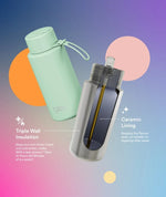 Load image into Gallery viewer, Frank Green 1l Stainless Steel Reusable Bottle Khaki With Flip Straw Lid
