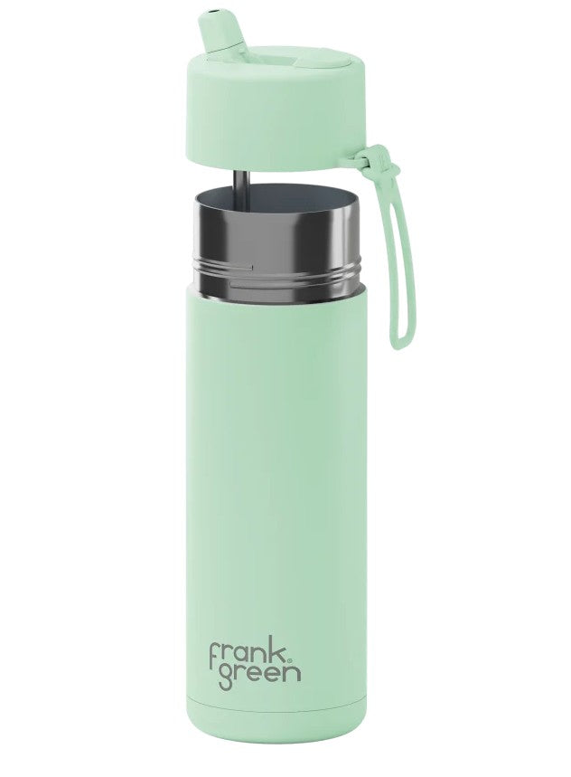 Frank Green 595ml Ceramic Reusable Bottle Mint Gelato With Flip Straw Lid