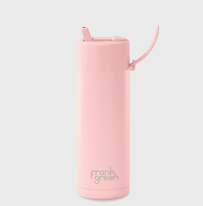 Frank Green 595ml Ceramic Reusable Bottle Blushed With Flip Straw Lid