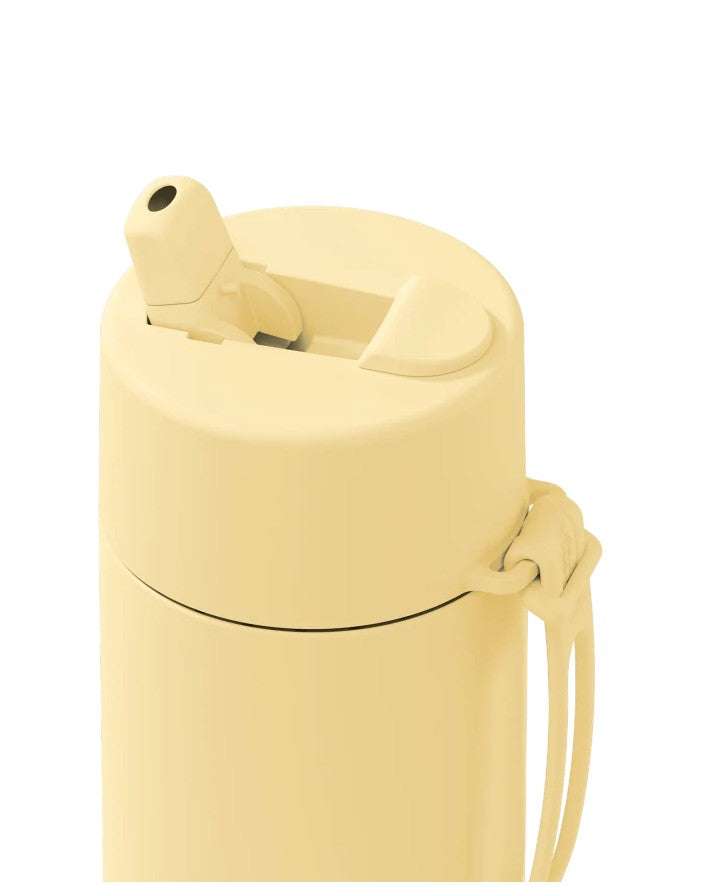 Frank Green 595ml Ceramic Reusable Bottle Buttermilk With Flip Straw Lid