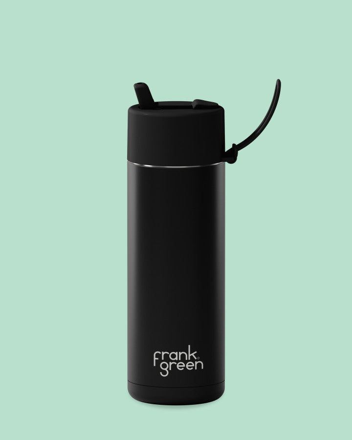 Frank Green 20oz/595ml Ceramic Reusable Bottle With Flip Straw Lid - Midnight