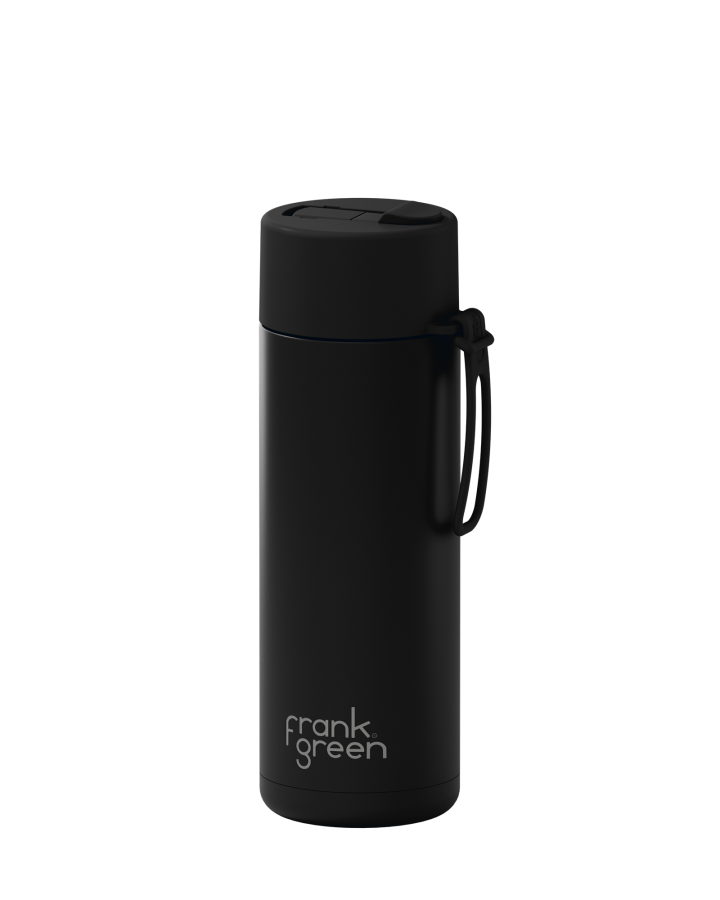 Frank Green 20oz/595ml Ceramic Reusable Bottle With Flip Straw Lid - Midnight