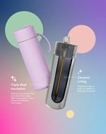 Load image into Gallery viewer, Frank Green 595ml Ceramic Reusable Bottle Lilac Haze With Flip Straw Lid Lilac Haze
