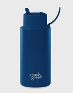Load image into Gallery viewer, Frank Green 1l Ceramic Reusable Bottle Deep Ocean With Flip Straw Lid
