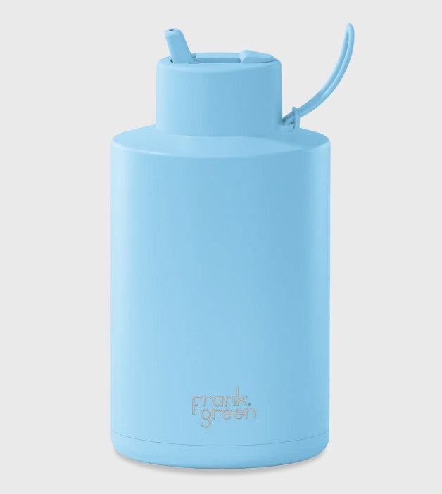 Frank Green 2l Ceramic Reusable Bottle Sky Blue With Flip Straw Lid