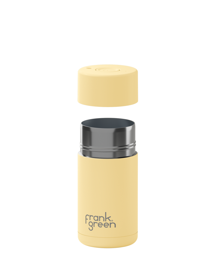 Frank Green 12oz/355ml Ceramic Reusable Cup With Push Button Lid - Buttermilk