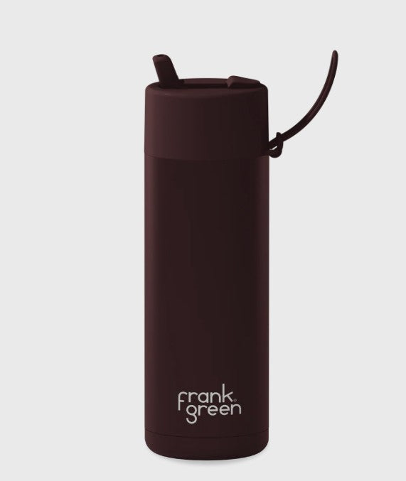 Frank Green Ceramic Reusable Bottle 20oz/595ml Chocolate With Flip Straw Lid