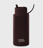 Load image into Gallery viewer, Frank Green Ceramic Reusable Bottle 34oz/1l Chocolate With Flip Straw Lid
