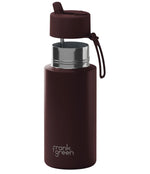 Load image into Gallery viewer, Frank Green Ceramic Reusable Bottle 34oz/1l Chocolate With Flip Straw Lid

