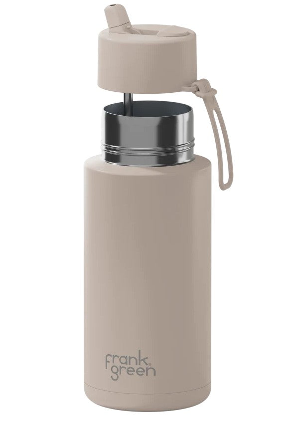Frank Green Ceramic Reusable Bottle 34oz/1l Moon Dust With Flip Straw Lid