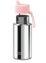 Load image into Gallery viewer, Frank Green Ceramic Reusable Bottle 34oz/1l Limited Edition Silver With Blushed Flip Straw Lid
