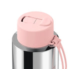 Load image into Gallery viewer, Frank Green Ceramic Reusable Bottle 34oz/1l Limited Edition Silver With Blushed Flip Straw Lid

