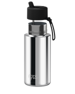 Load image into Gallery viewer, Frank Green 34oz/1l Ceramic Reusable Bottle With Flip Straw Lid - Limited Edition Silver W Midnight Lid
