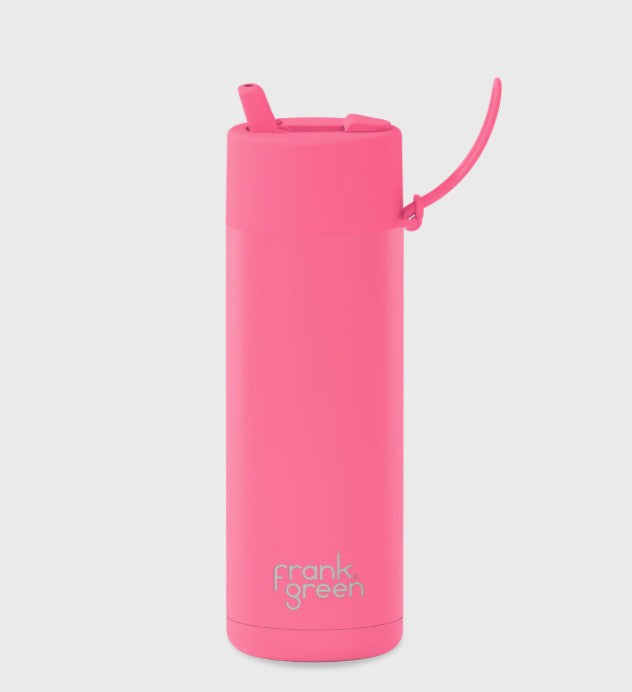 Frank Green 595ml Ceramic Reusable Bottle Bubblegum Blast With Flip Straw Lid