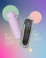 Load image into Gallery viewer, Frank Green 595ml Ceramic Reusable Bottle Bubblegum Blast With Flip Straw Lid
