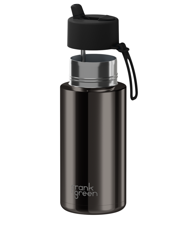 Frank Green 34oz/1l Ceramic Reusable Bottle With Flip Straw Lid - Shadow Chrome