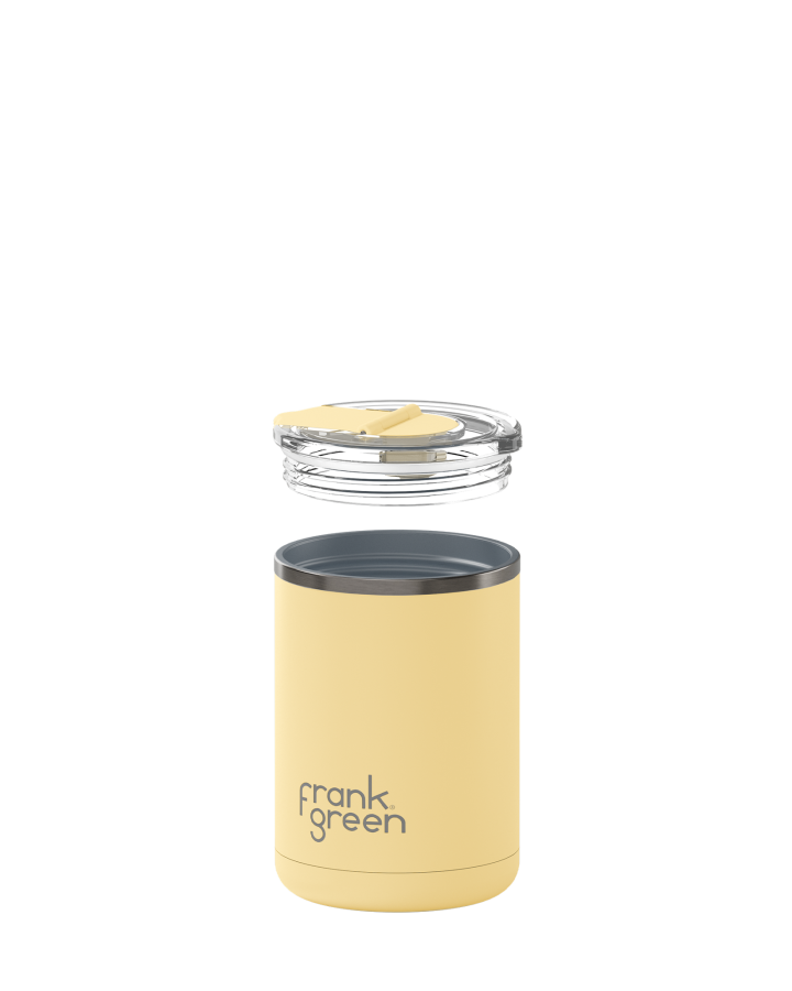 Frank Green 12oz/355ml Ceramic Coffee Cup With New Hinged Lid - Buttermilk