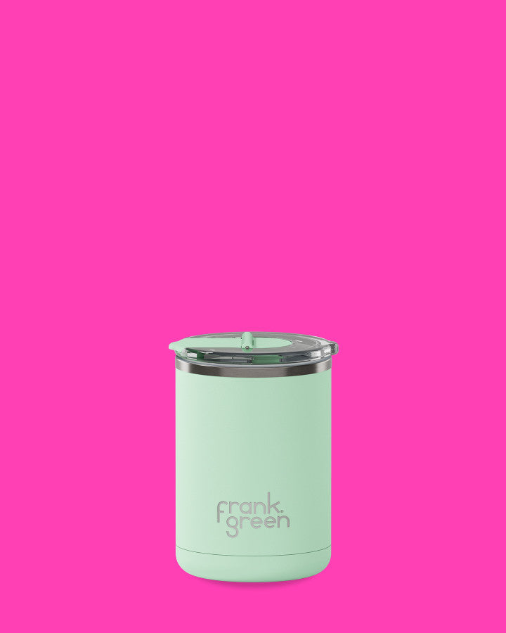 Frank Green 12oz/355ml Ceramic Coffee Cup With New Hinged Lid - Mint Gelato