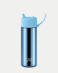Frank Green 20oz/595ml Ceramic Reusable Bottle With Flip Straw Lid - Light Blue Chrome W Sky Blue Lid