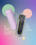 Load image into Gallery viewer, Frank Green 20oz/595ml Ceramic Reusable Bottle With Flip Straw Lid - Light Blue Chrome W Sky Blue Lid
