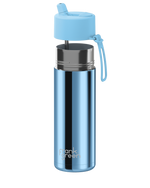 Load image into Gallery viewer, Frank Green 20oz/595ml Ceramic Reusable Bottle With Flip Straw Lid - Light Blue Chrome W Sky Blue Lid
