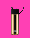 Frank Green 20oz/595ml Ceramic Reusable Bottle With Flip Straw Lid - Limited Edition Gold W Midnight Lid