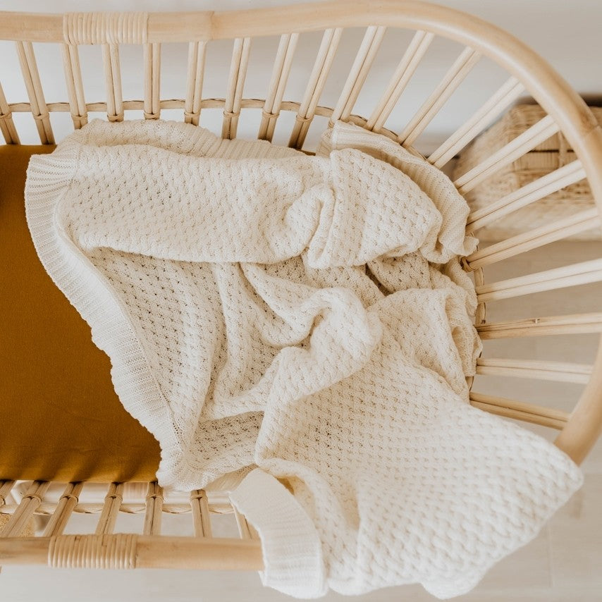 Snuggle Hunny Cream Diamond Knit Baby Blanket