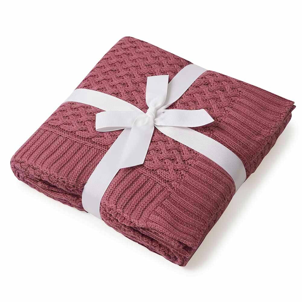 Snuggle Hunny Mauve Diamond Knit Baby Blanket