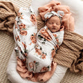 Snuggle Hunny Rosebud Baby Jersey Wrap & Topknot Set