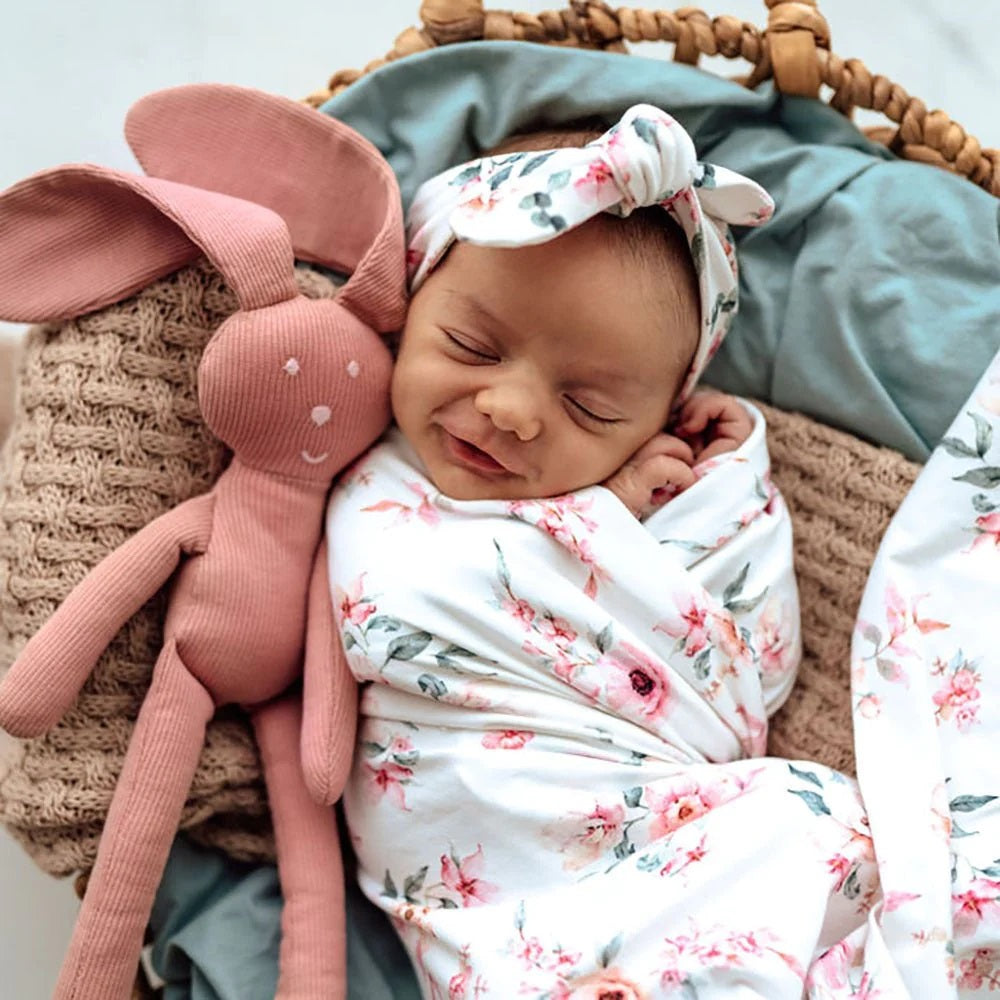 Snuggle Hunny Camille Organic Jersey Wrap & Topknot Set