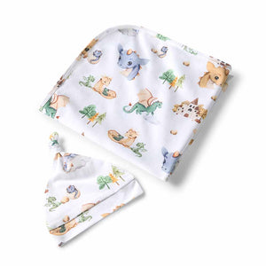 Snuggle Hunny Dragon Organic Jersey Wrap & Beanie Set