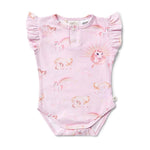 Load image into Gallery viewer, Snuggle Hunny Unicorn Short Sleeve Organic Bodysuit With Frill
