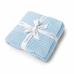 Load image into Gallery viewer, Snuggle Hunny Baby Blue Diamond Knit Organic Baby Blanket
