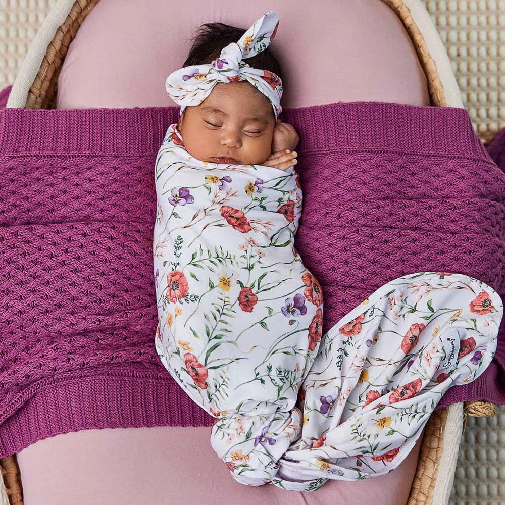 Snuggle Hunny Meadow Organic Jersey Wrap & Topknot Set